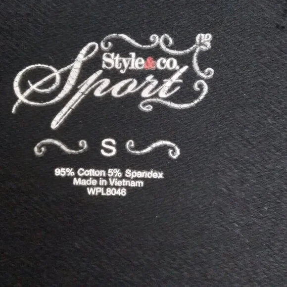 Style & Co.Black Mock Neck Zip Up 95% Cotton Athletic Jacket Comfort Sz S - Picture 5 of 7